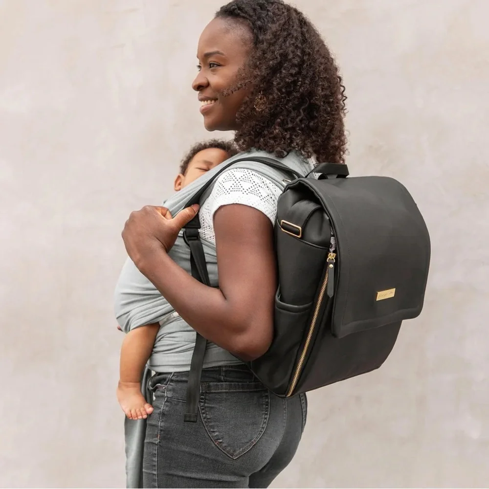 Petunia Pickle Bottom Black Boxy Backpack Diaper Bag